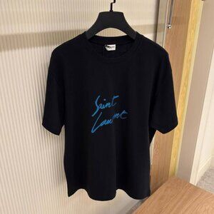 SAINT LAURENT MEN'S NEW CASUAL BLACK COTTON T-SHIRT XXL